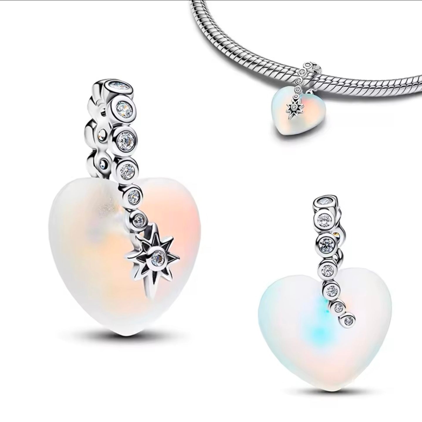 iridescente silver heart