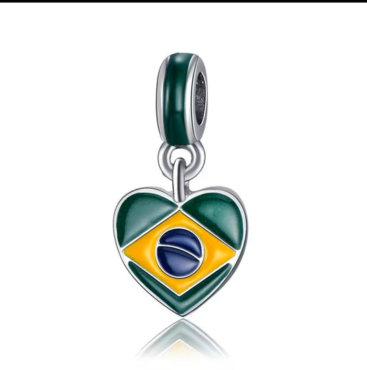 Brazil heart dangle charm